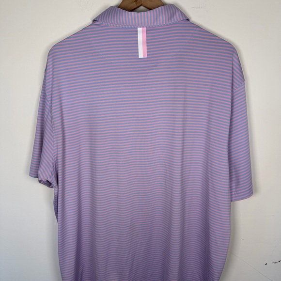 Rhoback Pink Blue Stripe Short Sleeve Polo Men's Size XXL Golf Office Casual - Picture 6 of 7
